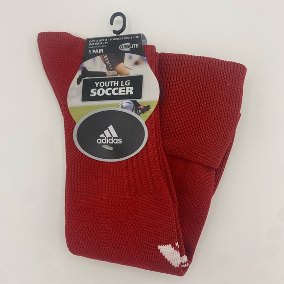 Adidas Youth LG Soccer Red Athletic Socks - Picture 1 of 3